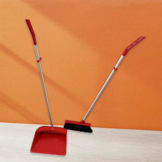 Broom and Dustpan Cleaning Set Long Handled Dustpan and Brush Handle Dust Pan Broom Sweeper Long Handle Broom and Dustpan Set for Kitchen, Home, Lobby Schools, Hospital etc.