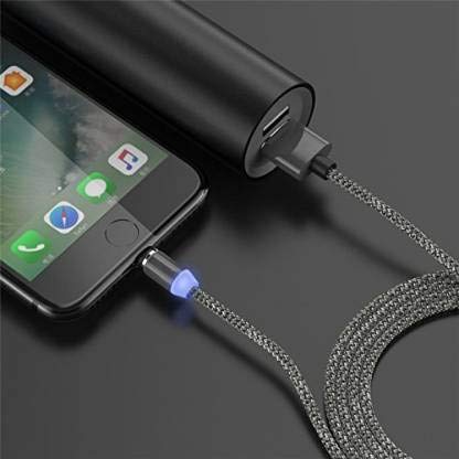 Magnetic Charging Cable 3 in 1 Metal Magnetic Micro USB Type C Lighting Cable with LED, Multiple Charging Adapters for All Android and all Smartphones  (Compatible with All Android and iPhone Smartphones, Tablet, PC, Mobile