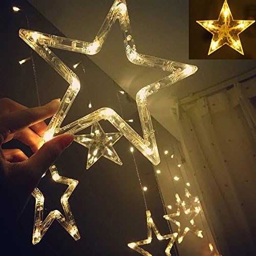 12 Stars LED Curtain String Lights with 8 Flashing Modes for Home Decoration, Diwali & Wedding LED Christmas Light Indoor and Outdoor Light ,Festival Decoration  (Warm White)