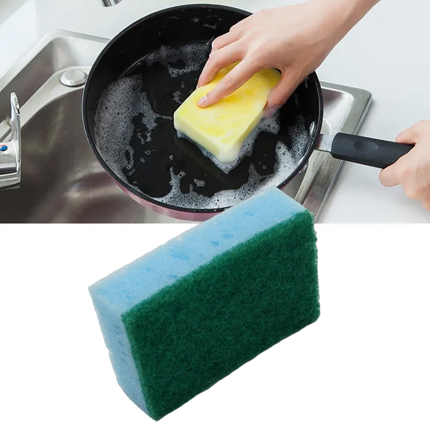 Multi-Purpose Small, Medium & Big 2 In 1 Color Scratch Scrub Sponges, Sponge, Wear Resistance, Dish Washing Tool, High Friction Resistance Furniture for Refrigerator Sofa for Kitchen, Household (1 Pc)