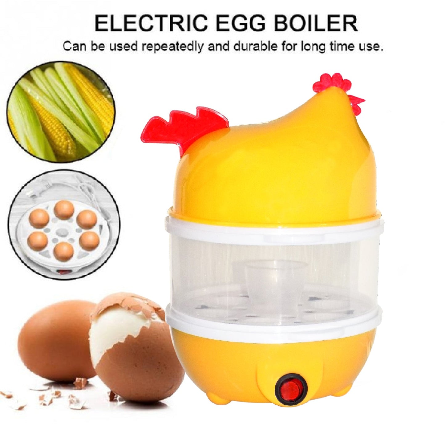 Hen Shape Egg Boiler Home Machine with Tray