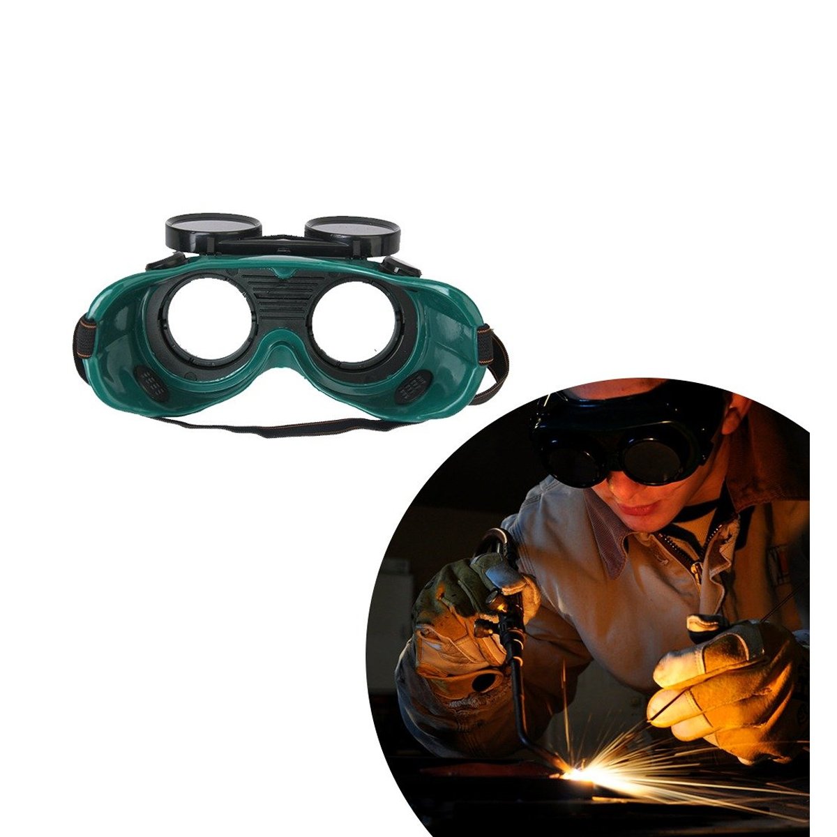 417 Welding Goggles (Dark Green, Large) 