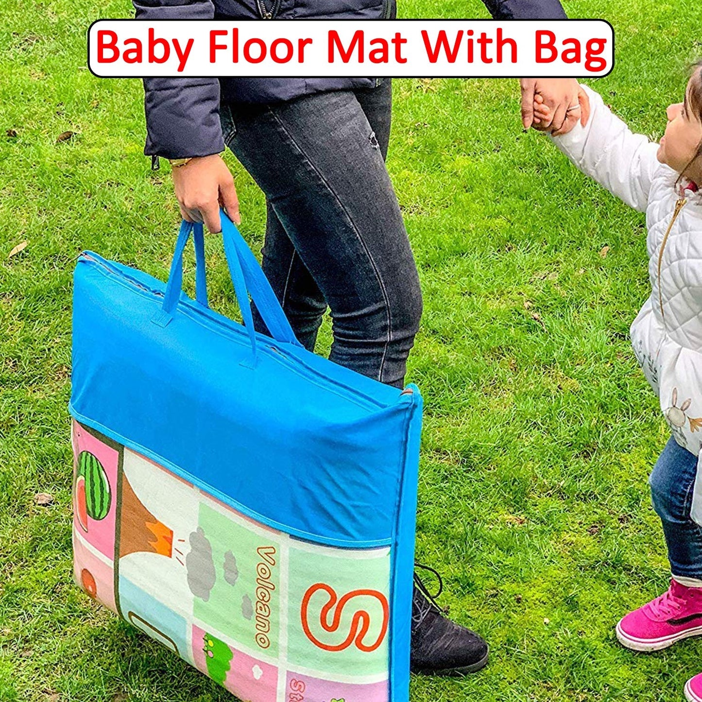 8059 Waterproof Double Side Baby Play Floor Mat for Kids Home With Bag (Size 120 x 180cm) 