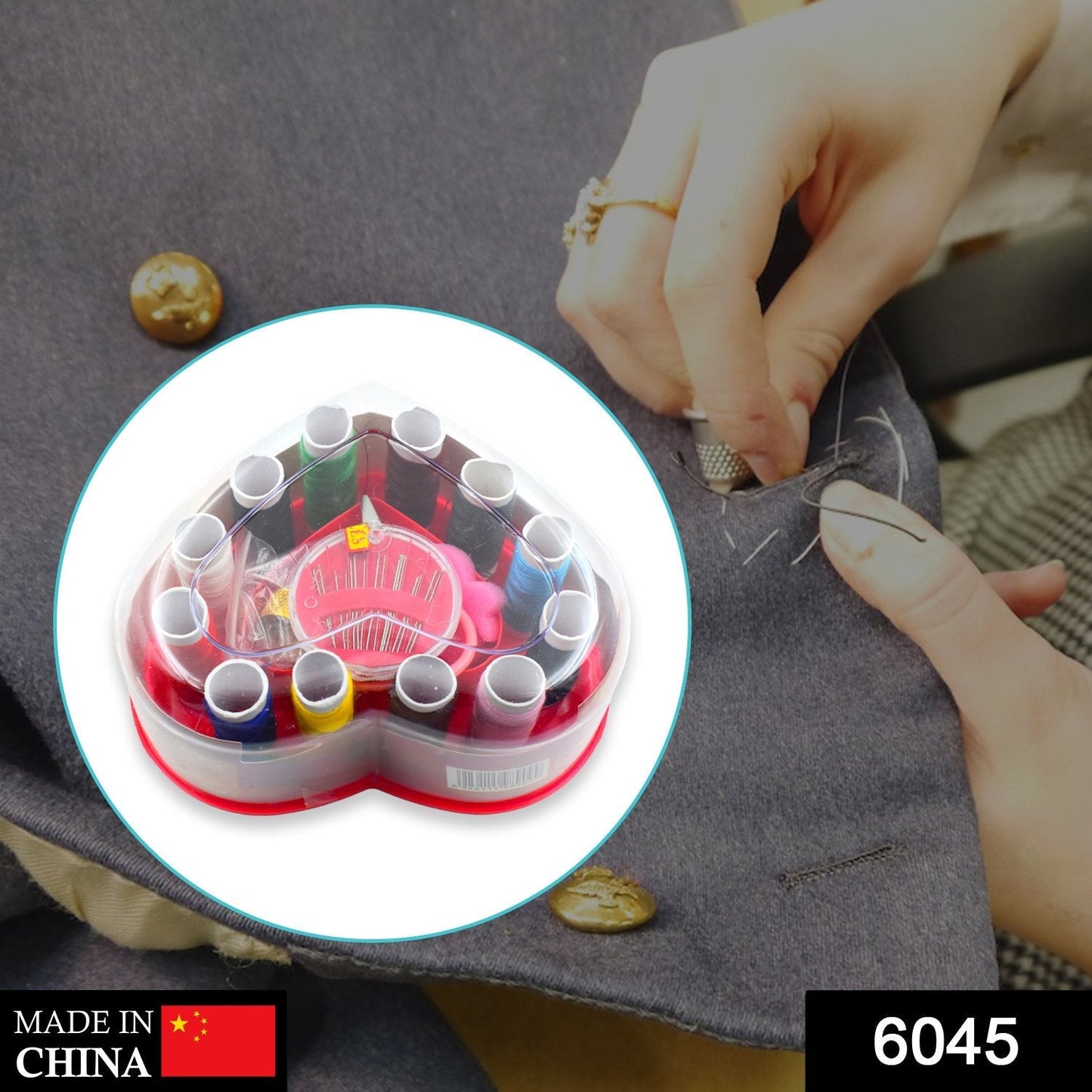 6045 Heart-Shaped Sewing Box Multi-Functional Convenient Sewing Tools 