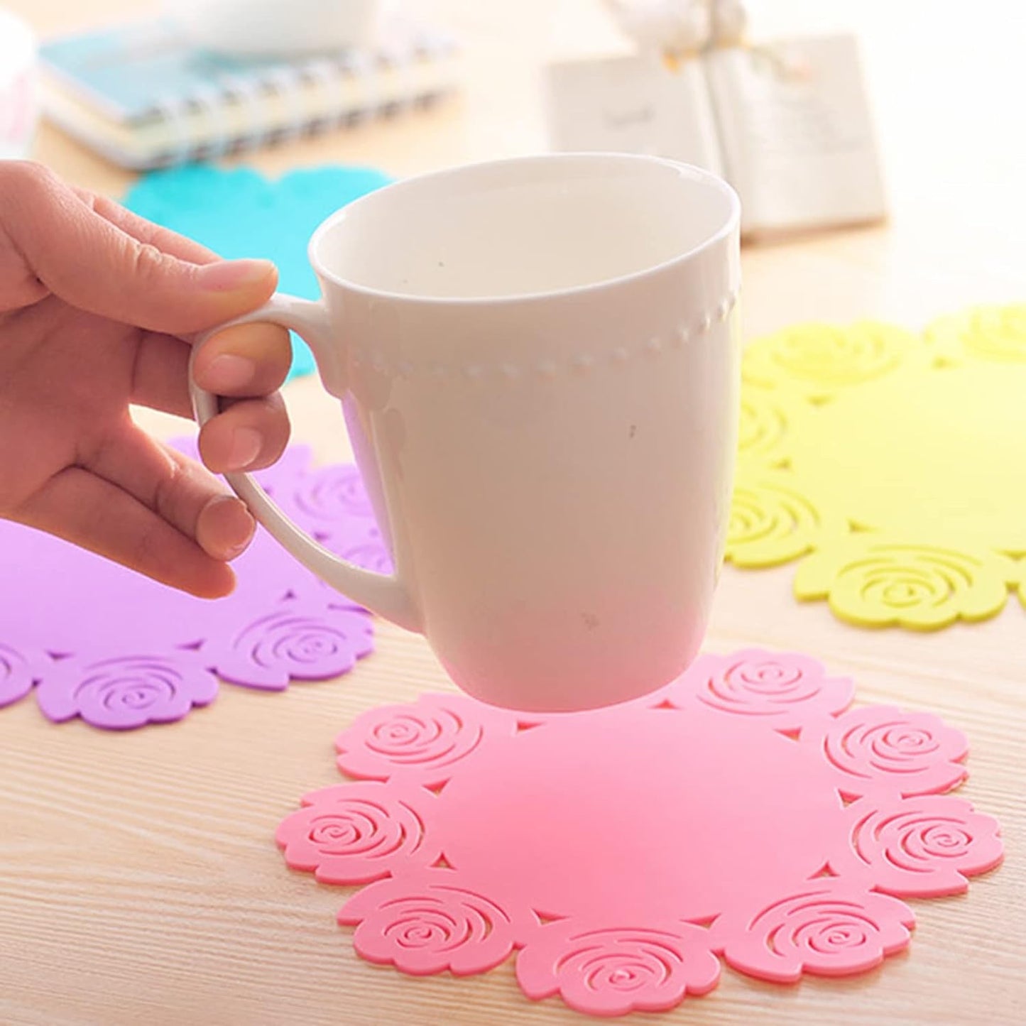 Multifunctional Placemat: Plate & Cup Mat in One (Rose/Circular)