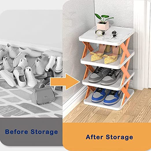 9078   4 LAYER SHOES STAND, SHOE TOWER RACK SUIT FOR SMALL SPACES, CLOSET, SMALL ENTRYWAY, EASY ASSEMBLY AND STABLE IN STRUCTURE, CORNER STORAGE CABINET FOR SAVING SPACE