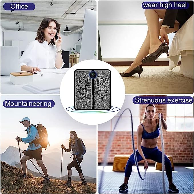 EMS Foot Massager, Electric Feet Massager, Deep Kneading Circulation Foot Booster for Feet and Legs Muscle Stimulator, Folding Portable Electric Massage Machine (Mix Design)