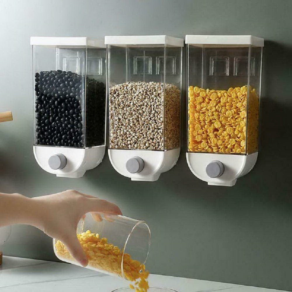 Wall Mounted Cereal Dispenser Tank Grain Dry Food Container (1500ML) (Multicolour)