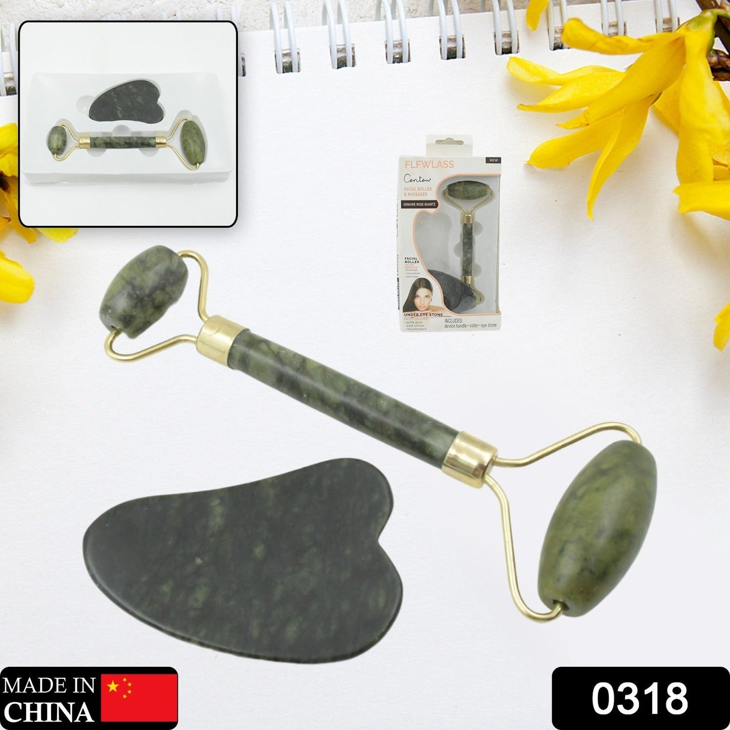 0318 Gua Sha Stone and Anti Aging Jade Roller Massager for Face Massage Natural Face Skincare Massager & Face Roller Massager for Women | Face Shaper Jade Roller and Gua Sha Set for Glowing Skin - Jaatara0318 Gua Sha Stone and Anti Aging Jade Roller Massager for Face Massage Natural Face Skincare Massager & Face Roller Massager for Women | Face Shaper Jade Roller and Gua Sha Set for Glowing SkinJaataraJaataraJaatara