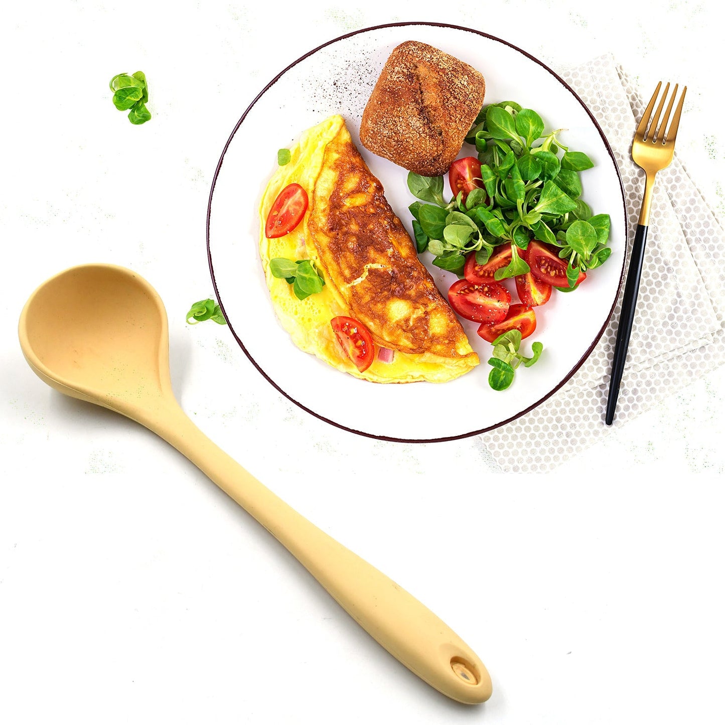 Silicone Ladle Spoon, Heat Resistant Soup Ladle Scoop Spatula with Hygienic Solid Coating FDA Grade (28cm)