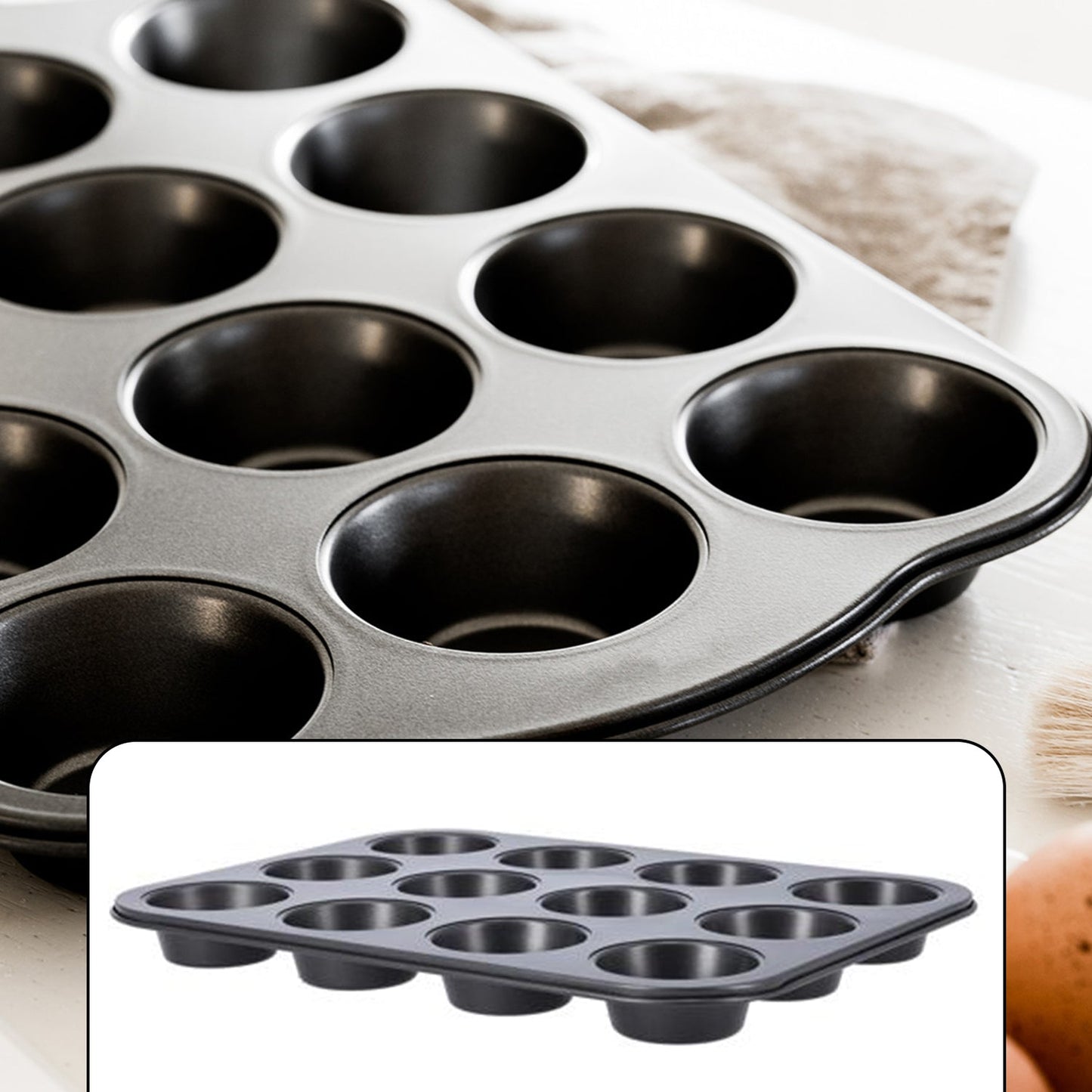 7051 Nonstick Aluminium Muffin Tray Cupcake Pan Tray (12 Cup Cavities) 