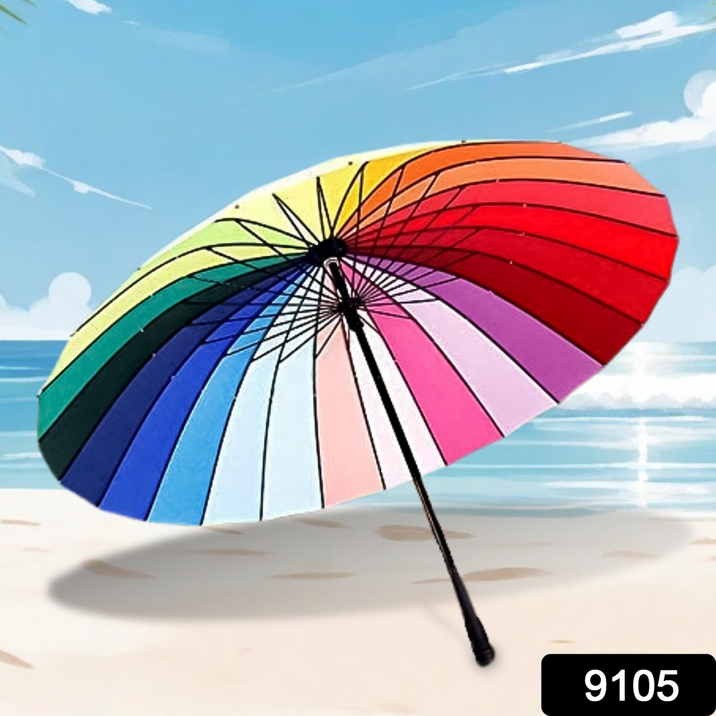 9105 Rainbow Umbrella for Men & Women (Multicolor)