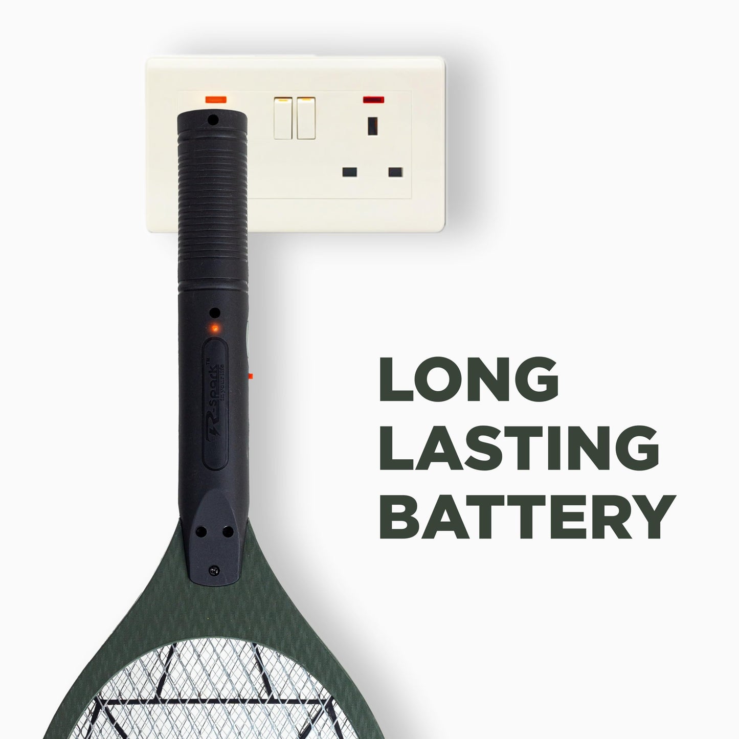 Weird Wolf Heavy Duty Mosquito Racket Bat | Rechargeable Electric Fly Swatter | Mosquito Killer Racquet with 2 Pin Plug and 3 Months Warranty (Dark Green)