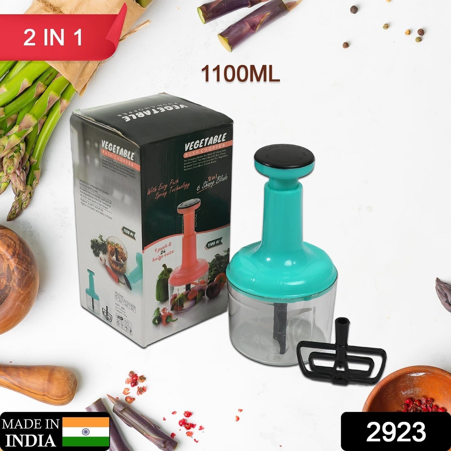 2 In 1 Push Chop 1100Ml Used For Chopping Of Fruits And Vegetables.