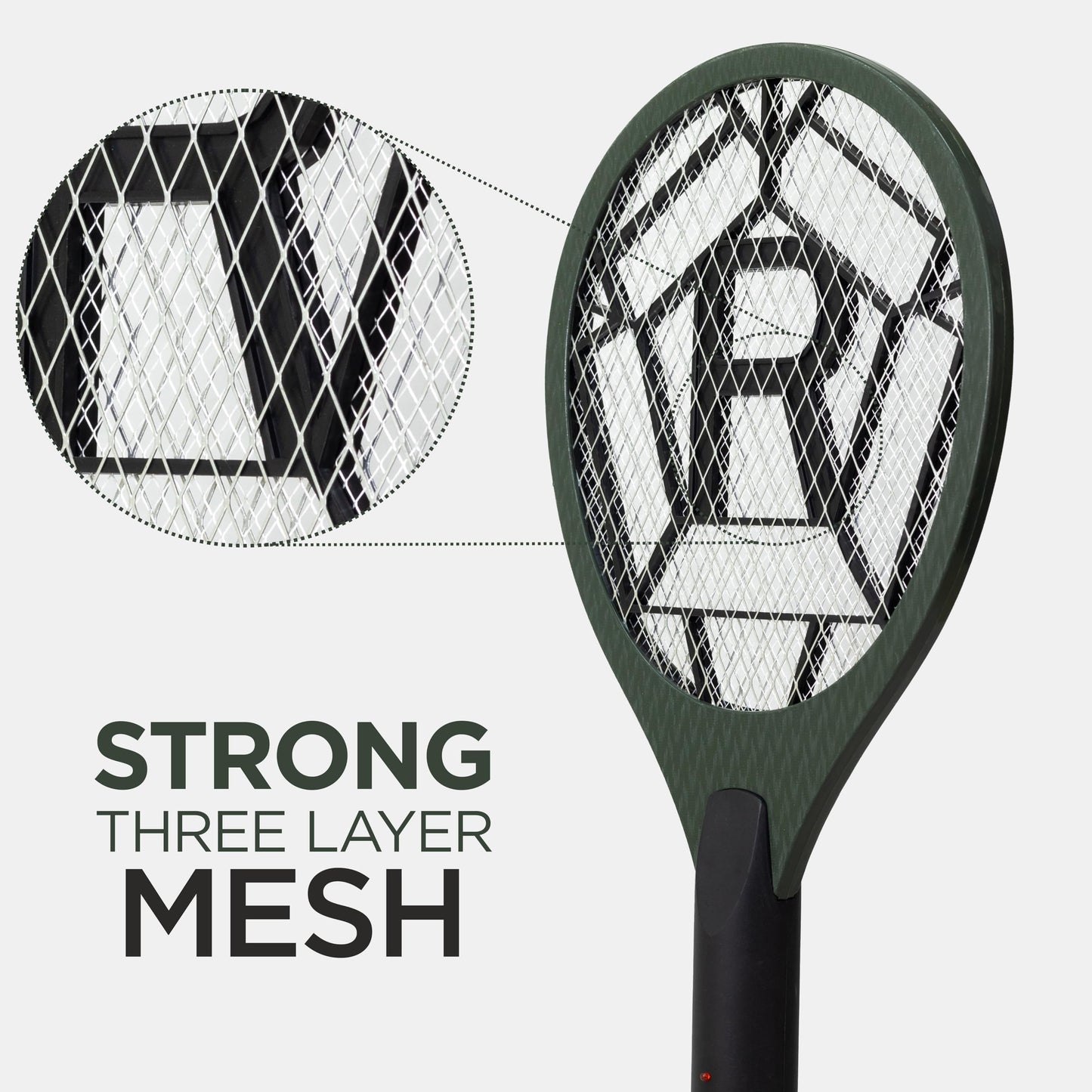 Weird Wolf Heavy Duty Mosquito Racket Bat | Rechargeable Electric Fly Swatter | Mosquito Killer Racquet with 2 Pin Plug and 3 Months Warranty (Dark Green)