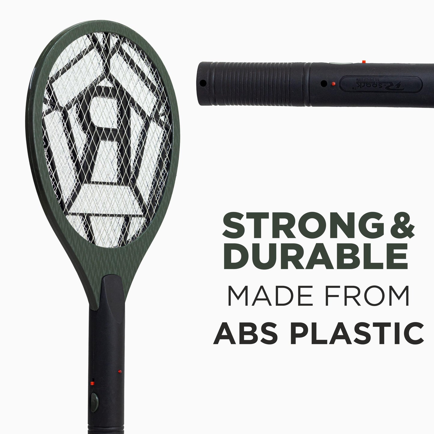 Weird Wolf Heavy Duty Mosquito Racket Bat | Rechargeable Electric Fly Swatter | Mosquito Killer Racquet with 2 Pin Plug and 3 Months Warranty (Dark Green)