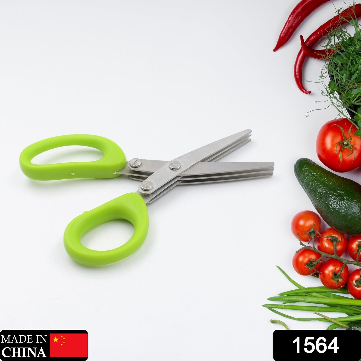 Multifunction Vegetable Stainless Steel Herbs Scissor with 3 Blades