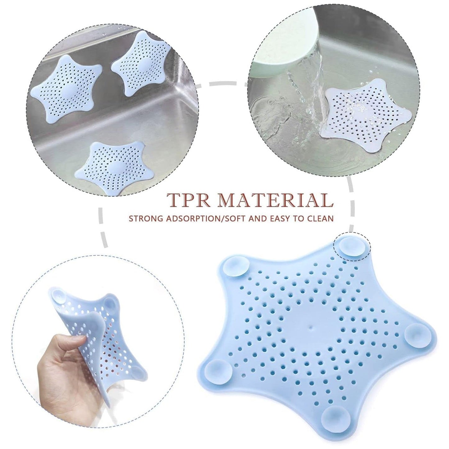 0830 Star Shape Suction Cup Kitchen Bathroom Sink Drain Strainer Hair Stopper Filter, Star Shaped Sink Filter Bathroom Hair Catcher, Drain Strainers Cover Trap Basin(Mix Color 1 Pc) - Jaatara0830 Star Shape Suction Cup Kitchen Bathroom Sink Drain Strainer Hair Stopper Filter, Star Shaped Sink Filter Bathroom Hair Catcher, Drain Strainers Cover Trap Basin(Mix Color 1 Pc)JaataraJaataraJaatara