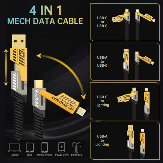 4in1 Mech 65W Universal Super Fast Charging Data Cable