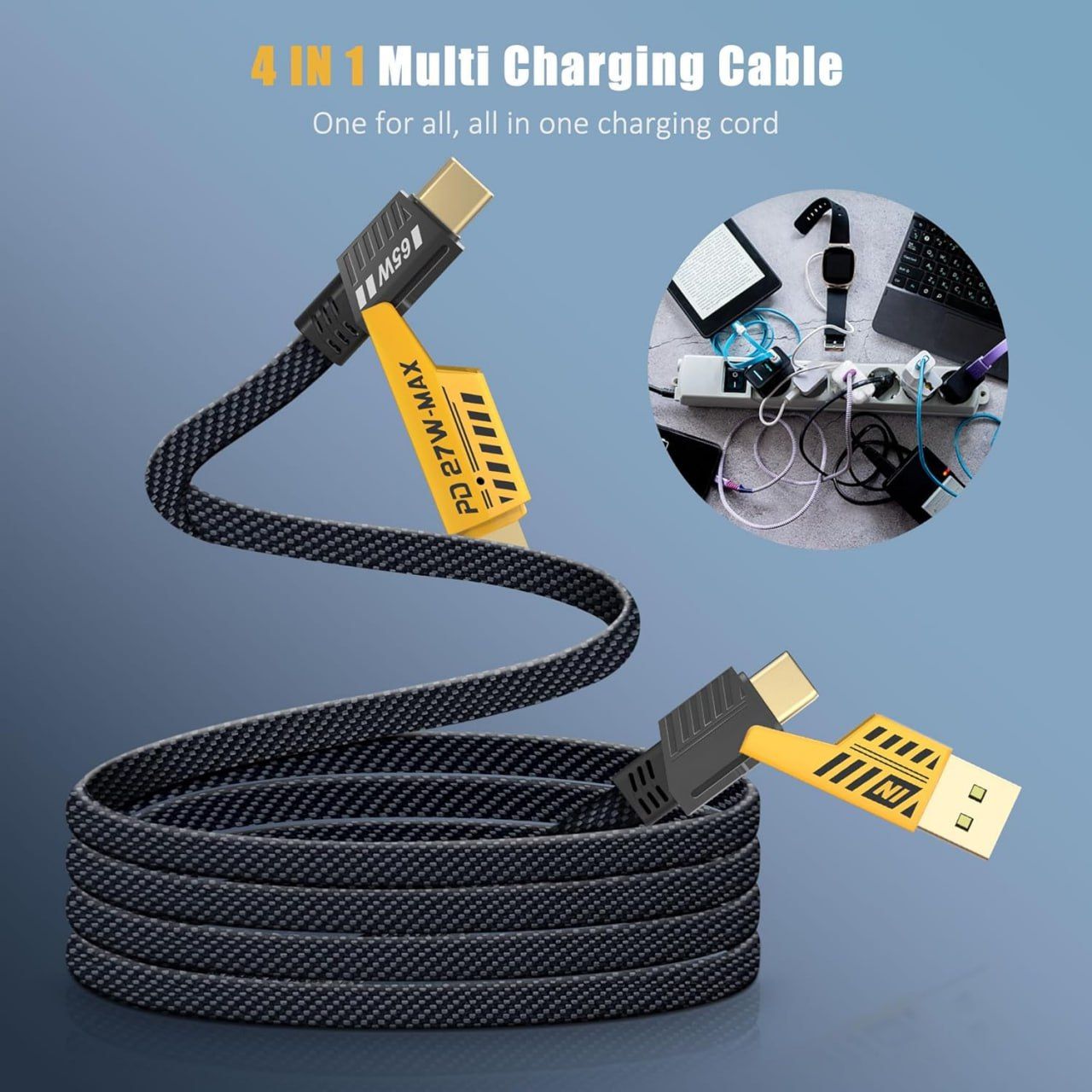 4in1 Mech 65W Universal Super Fast Charging Data Cable