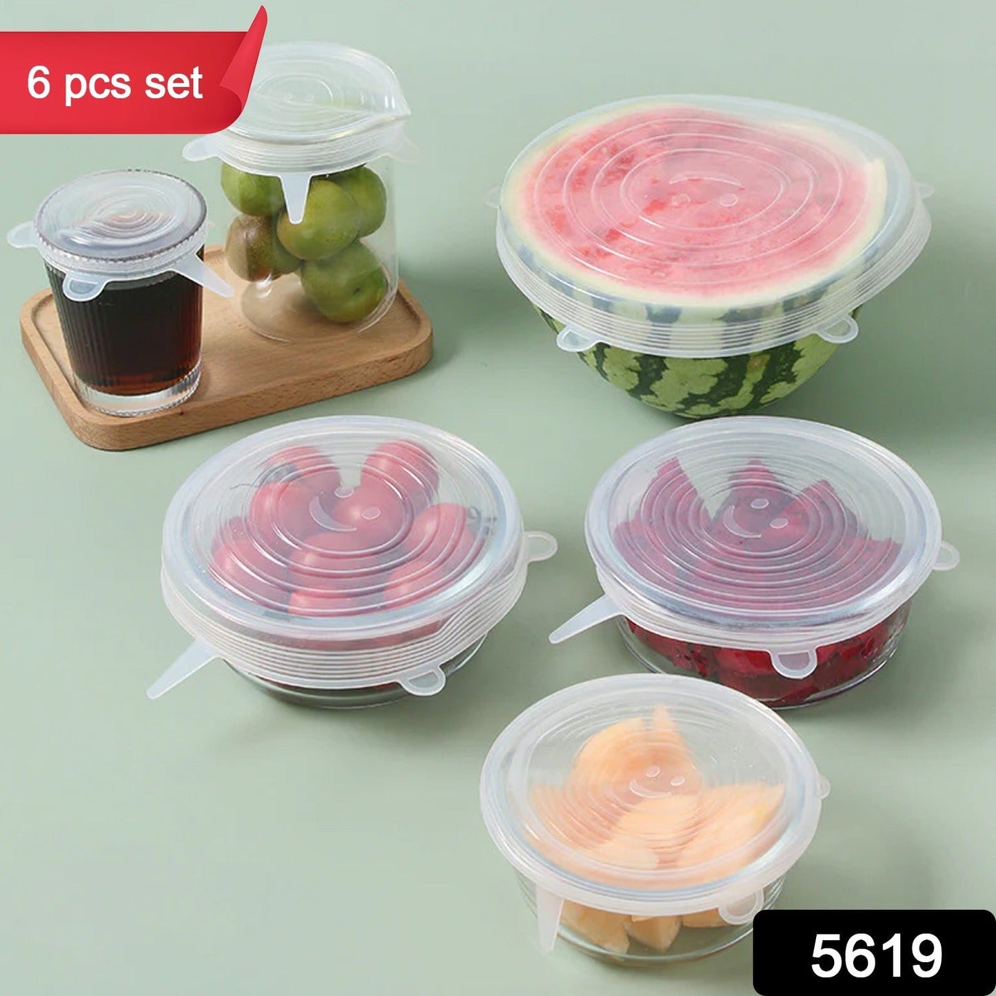 Silicone Stretch Lids, Reusable Durable Food Storage Covers for Bowls, Fit for Different Sizes & Shapes of Container, Dishwasher & Freezer Safe - Set of 6 (113 Gm)