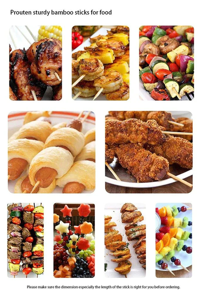 Camping Wooden Color Bamboo BBQ Skewers Barbecue Shish Kabob Sticks Fruit Kebab Meat Party Fountain Bamboo BBQ Sticks Skewers Wooden (30cm)