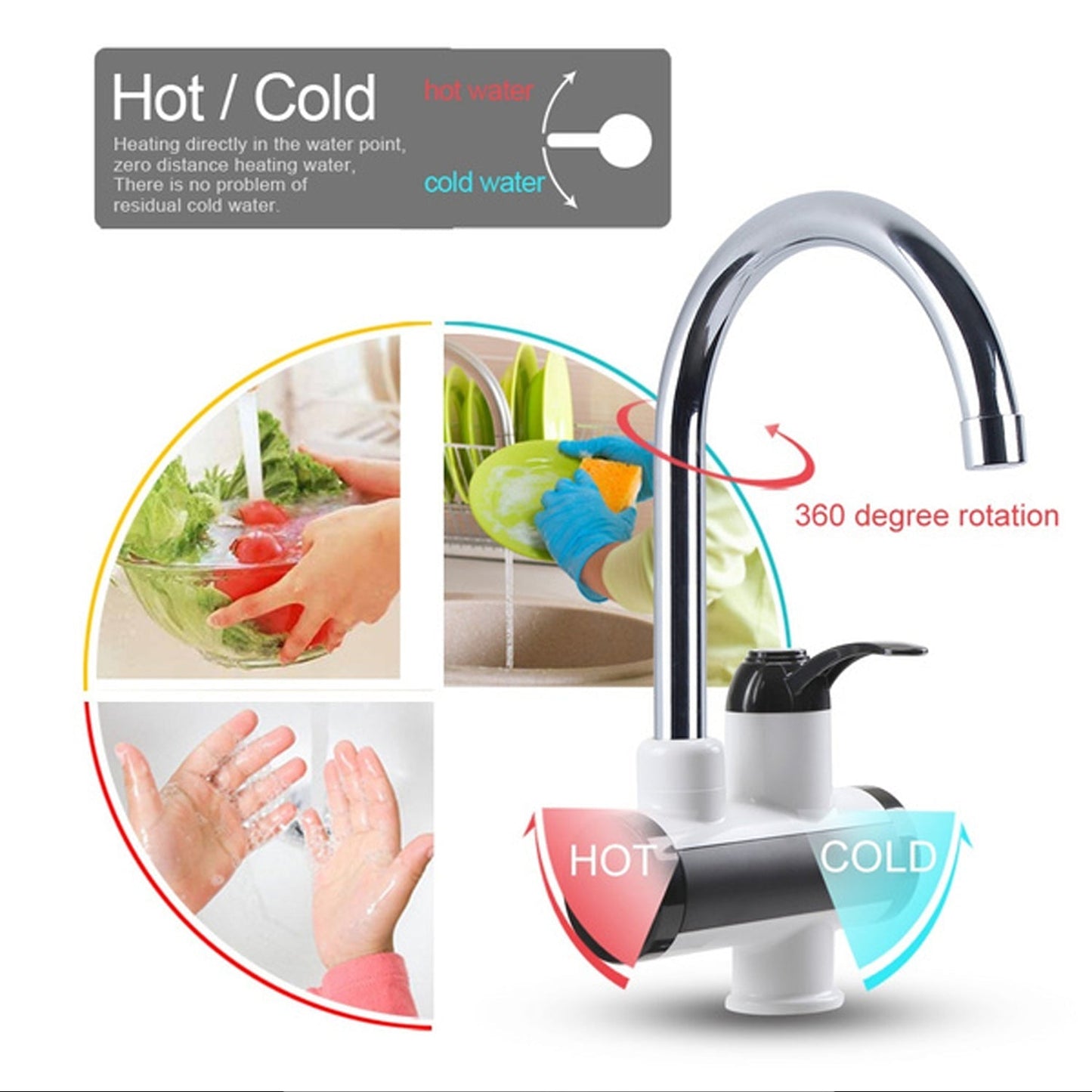 1684A Stainless Steel LED Digital Display Instant Heating Electric Water Heater Faucet Tap, Geyser 