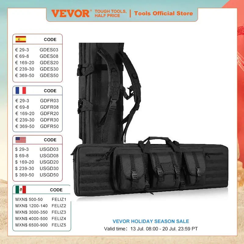 VEVOR Rifle Bag 36/42 inch Tactical Double Long Gun Bag Soft Rifle Case with Lockable Zipper for Two 34"/40" Rifles & 2 Pistols