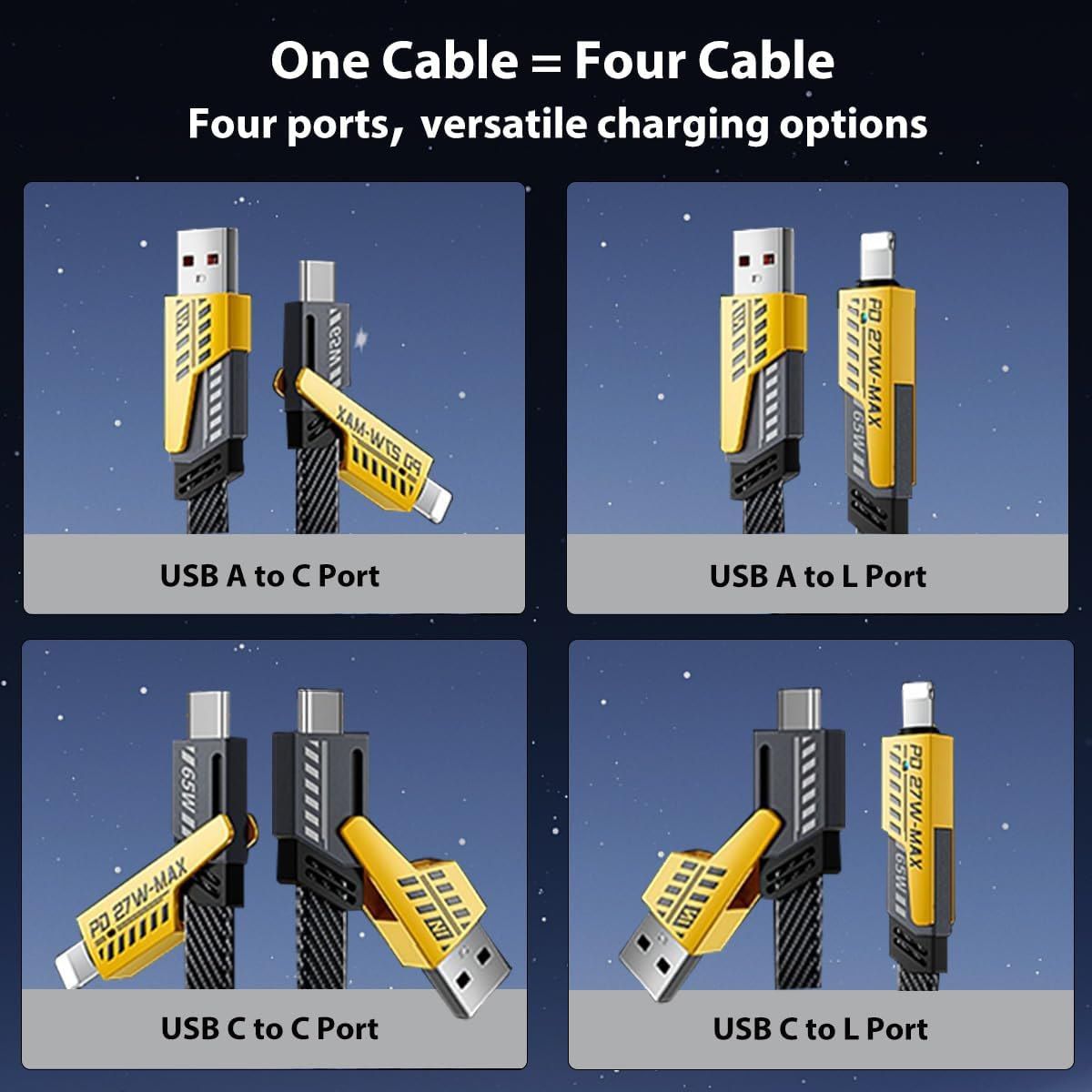 4in1 Mech 65W Universal Super Fast Charging Data Cable