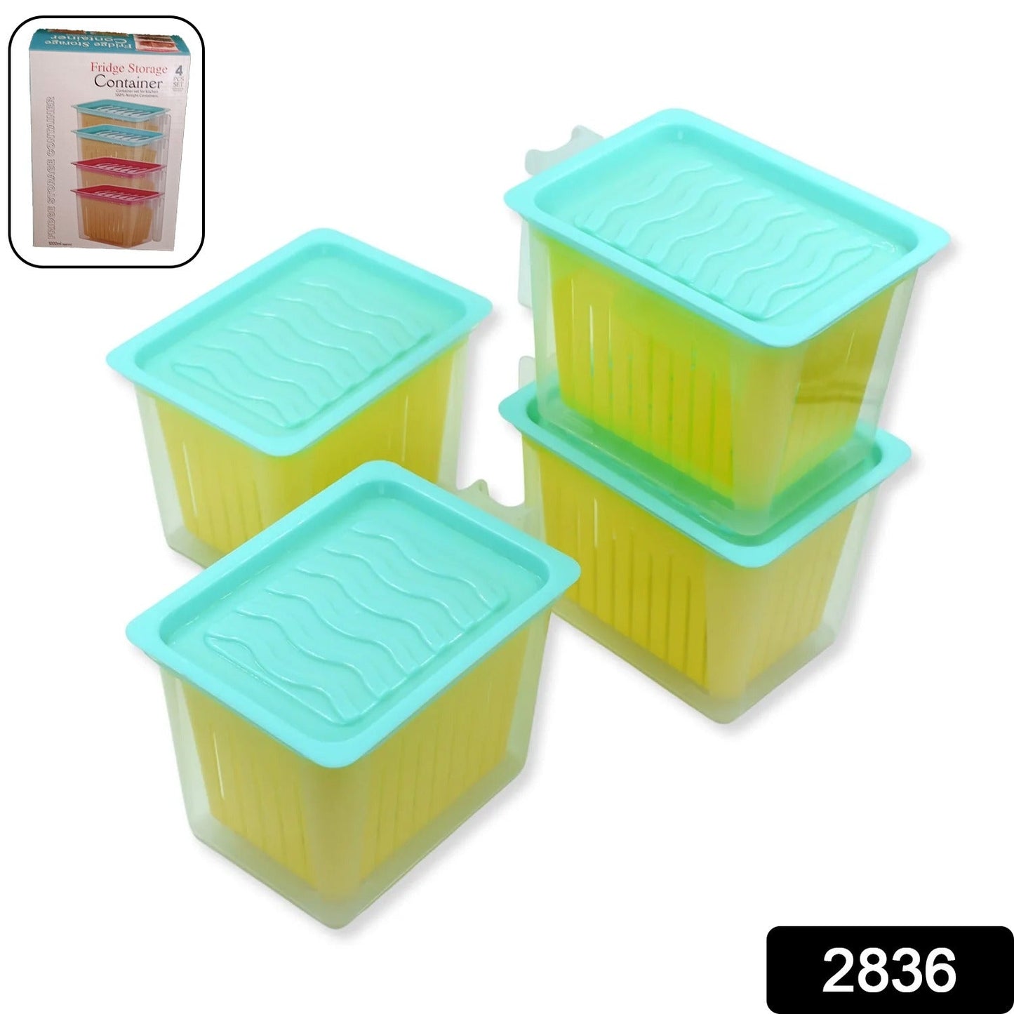 Fridge Storage Containers with Handle Plastic Storage Container for Kitchen(4 Pcs Set)