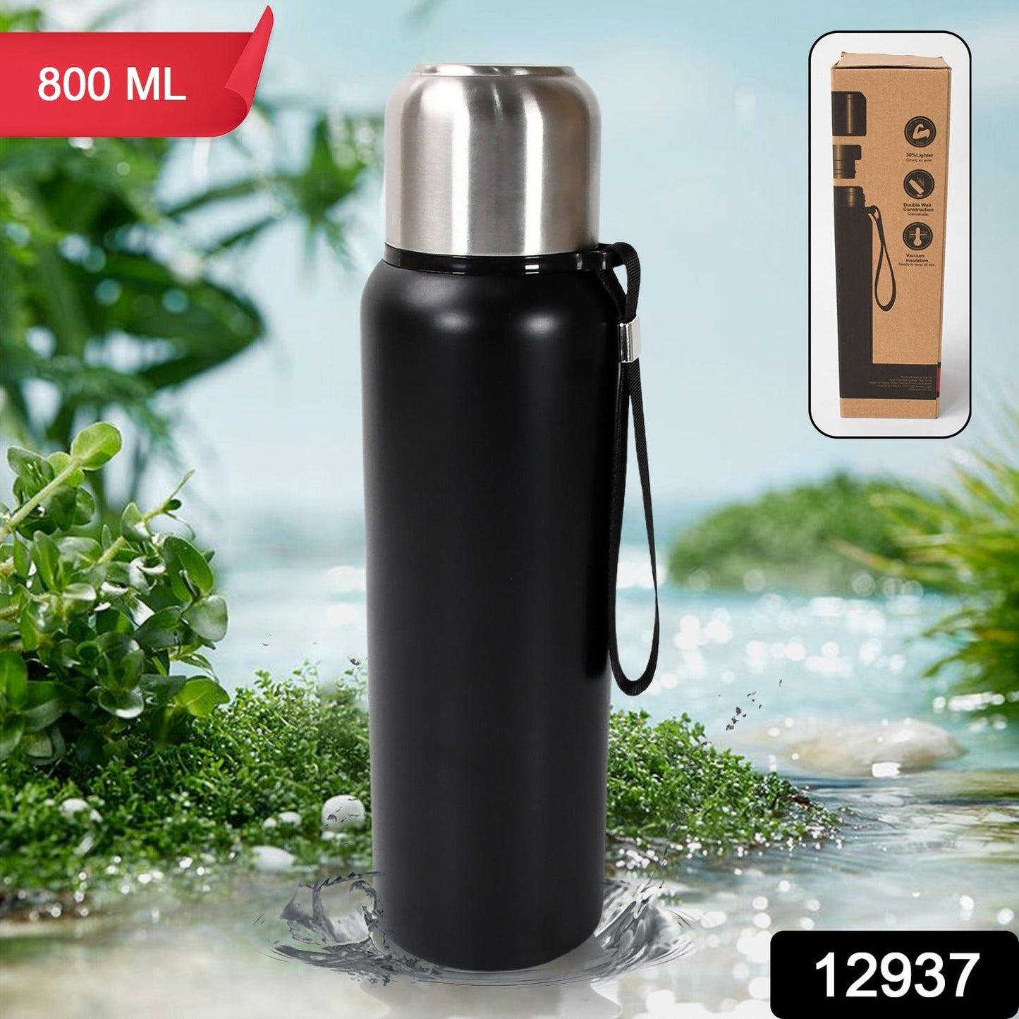 Stainless Steel Water Bottle, Fridge Water Bottle, Stainless Steel Water Bottle Leak Proof, Rust Proof, Cold & Hot Thermos steel Bottle| Leak Proof | Office Bottle | Gym | Home | Kitchen | Hiking | Trekking | Travel Bottle (1000ML/800ML/Approx 600ML)